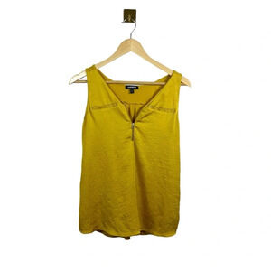 Express V-Neck Quarter Zip Striped Hudson Tank in Gold/Yellow Size S